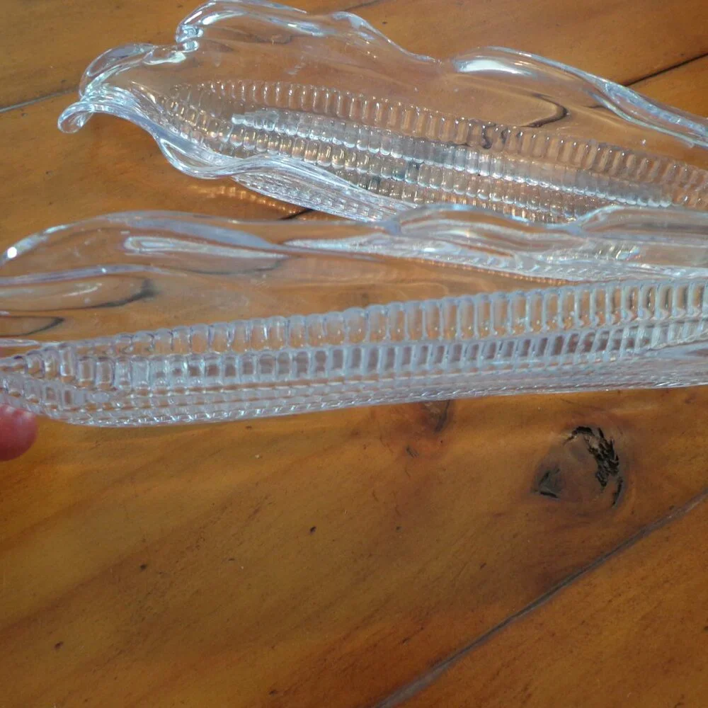 Lot of 2 Corn Dishes Hard Plastic Clear